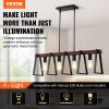 VEVOR 4-Light Kitchen Island Pendant Lights, 60W, Adjustable Dining Room Light Fixture with 2 x 6'' and 6 x 12'' Rods, Industrial Metal Frame Farmhou