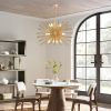 29" Mid-Century Modern 12-Light Starburst Chandelier â€“ Gold Sputnik Pendant Light Fixture for Living Room, Dining Room, or Foyer (Bulb Not Included)
