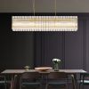 Modern Rectangular Crystal Glass Chandelier, 10-Lights Glod Chandelier Lighting Contemporary Pendant Ceiling Light Fixture for Dining Room Living Roo