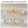 Modern 36" Gold Round Chandelier Light Fixture, K9 Crystal Chandeliers for Dining Room, Living Room, Dining Room Chandeliers Over Table, Chandelier f