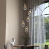 5 Light Cluster Pendant Lights, Black High Ceiling Chandeliers Adjustable, Living Room Pendant Light, Foyer Chandeliers, Stairwell Pendant Lighting,
