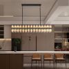 (L005030-D54-P60B/W1340P310780)Rectangular Luxurious Crystal Chandelier for Living Room & Dining Room, Black Frame with K9 Crystals