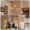 7" Set of 3 Rustic Hemp Rope Pendant Light, Handcrafted Farmhouse Hanging Light Fixture, Adjustable Height Ceiling Lamp for Kitchen Island, Dining Ro