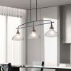 45" Industrial 3-Light Pendant Chandelier with Clear Glass Shades, Black Metal Frame, Adjustable Height, Modern Farmhouse Lighting for Kitchen Island