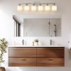 38" Bathroom Vanity Light, 6-Light Nickel Vanity Lights for Bathroom, Wall Sconce Lighting with Milky White Glass Shade, Wall Lights,Bath Vintage Wal