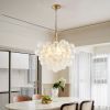 20-Inch Gold Pendant Light Chandelier with Threaded Clear Glass Globe Shade – Adjustable Height, Ideal for Living Room, Dining Room, Kitchen (No Bulb