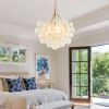 20-Inch Gold Pendant Light Chandelier with Threaded Clear Glass Globe Shade – Adjustable Height, Ideal for Living Room, Dining Room, Kitchen (No Bulb