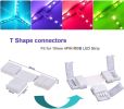 4 Pin LED Strip Connector Kit for 5050 RGB(NOT RGBIC) 10mm LED Light Strip,Include 8 Types of Solderless Accessories,Provide Most of Parts for DIY Li