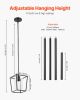 VEVOR 1-Light Black Pendant Light, 1 Pack, Farmhouse Iron Cage Metal Pendant Lighting with Clear Glass Shade, Adjustable Height Hanging Ceiling Light
