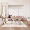 Modern Crystal Chandelier for Dining Room 8-Light Gold Rectangle Raindrop Chandelier Contemporary Rectangular Pendant Light Fixture for Kitchen Islan