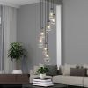7 Light Dining Room Pendant Light, Large Chandelier Adjustable Hanging Line, Black Living Room Pendant Light, Foyer Chandelier, Stairwell Pendant Lig
