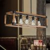 (Same as W1340111207/L1011) 32" Walnut Industrial Farmhouse Rectangle Pendant Light, 5-Light Chandelier for Dining Room, Kitchen Island, Cafe Decor (
