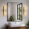 19.7" Natural Marble Wall Sconce, Black Sconces Set of Two, Indoor Modern Bathroom Sconces Wall Lighting for Living Room, Bedroom, Hallway, Stairs