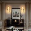 13.8" Natural Marble Wall Sconce, Black Sconces Set of Two, Indoor Modern Bathroom Sconces Wall Lighting for Living Room, Bedroom, Hallway, Stairs