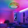 21" Modern Rustic Ceiling Fan Light with LED RGB Mood Lighting, Rope Woven Design, Quiet Fan, Semi Flush Mount for Bedroom, Living Room, or Dining Ro