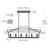 6-Light Kitchen Island Lighting Linear Chandelier Farmhouse Large Black Pendant Lighting for Dining Room Over Table, Vintage Candle-Like Geometric Li