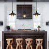 Farmhouse Vintage Pendant Light Black Fixture Pendant Lights with Spring Frame Adjustable Metal Hanging Lamp for Kitchen Island Dining Room Bedroom L