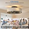 Caged Ceiling Fans with Lights Flush Mount,Low Profile Ceiling Fan with Remote,20 Inch Farmhouse White Ceiling Fan for Bedroom,6 Speeds Reversible Si