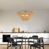 (Same as W1340P155977/L1019-5) 24" Modern 5-Layer Woven Hemp Rope Chandelier, Boho Style Pendant Light, Elegant Hanging Light Fixture for Living Room