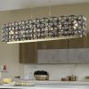 39" Contemporary Crystal and BlackGold Pendant Chandelier – Geometric Modern Light Fixture for Dining Room, Kitchen, or Living Room (Bulb Not Include