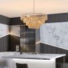 (Same as W1340P155976/L1019-4) 20" Modern 4-Layer Woven Hemp Rope Chandelier, Boho Style Pendant Light, Elegant Hanging Light Fixture for Living Room