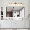 6-Light Golden Bathroom Vanity Light Fixture, Frosted Glass Shades, Modern Wall Mounted Lighting (No Bulbs)