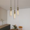 Gold Pendant Light Fixtures, 3 Pack Modern Pendant Lighting with Clear Striped Glass Shade, Hanging Pendant Lights Kitchen Island, Farmhouse Pendant
