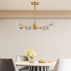 28" Modern Crystal Chandeliers, 9 Lights Golden Chandelier for Living Room Bedroom, Dining Room Chandelier Over Table, Kitchen Light Fixtures (Bulbs