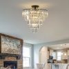 (Same as W1340110374/L5011) 20" Black Crystal Chandelier Ceiling Light, Modern Luxury 10-Light Flush Mount Light Fixture, Elegant Home Lighting for L
