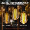 LED Outdoor String Lights, 50FT, 2700K Dimmable Outside Patio Lights with 15 S14 Shatterproof Bulbs E12 Socket Base, Waterproof Hanging Lights for Po