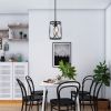 1 Light Industrial Pendant Light Modern Black Cage Kitchen Island Chandelier Hanging Lighting Fixture Indoor Metal Mini Ceiling Lamp for Dining Room