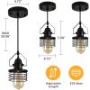 Industrial Black Pendant Light Metal Cage Pendant Lights Dining Room Hanging Lighting for Kitchen Island Living Room Bedroom Entryy Barn Farmhouse,Sp