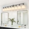 52" Modern 8-Light Vanity Wall Sconce, Brushed Nickel Finish with Frosted Glass Shades for Bathroom or Hallway Lighting (No Bulbs)