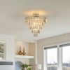 Large crystal chandelier in white chrome color, modern style chandelier, dining room, living room, bedroom (Without Bulb)
