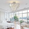 Large crystal chandelier in white chrome color, modern style chandelier, dining room, living room, bedroom (Without Bulb)