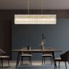 Modern Rectangular Crystal Glass Chandelier, 10-Lights Glod Chandelier Lighting Contemporary Pendant Ceiling Light Fixture for Dining Room Living Roo