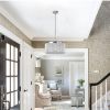 16" Elegant Crystal Pendant Chandelier with Chrome Finish – 7-Light Drum Light Fixture with Clear Crystal Strands for Dining Room, Living Room, or Be