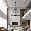 (Same as:W1340119961/W1340P206660/L001005-D1140-P27B)45" Retro Industrial Style 3-Layer Pendant Light, 27-Lights Black Farmhouse Pendant, Suitable fo
