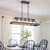 34-Inch Black Gold Vintage Pendant Light, 5 E26 Bulb Sockets, Adjustable Chain Height – Antique Style Chandelier for Dining Room, Kitchen, or Living