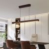 39-inch Walnut Wood Modern LED Pendant Light, Adjustable Hanging Light for Dining Room, Kitchen, Living Room â€“ Sleek Walnut Color Finish
