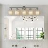 31" Modern 5-Light Vanity Wall Sconce, Brushed Nickel Finish with Frosted Glass Shades for Bathroom or Hallway Lighting (No Bulbs)