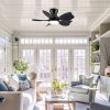 30 in. Modern Floral Art Matte Black Indoor LED Flush Mount Small Ceiling Fan With Light and Remote Control