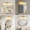 Gold Bathroom Light Fixtures, 4-Light Modern Vanity Light Over Mirror, Wall Sconces with Milky White Frosted Glass Shades, E26 Socket (Bulbs Not Incl