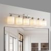 38" Bathroom Vanity Light, 6-Light Nickel Vanity Lights for Bathroom, Wall Sconce Lighting with Milky White Glass Shade, Wall Lights,Bath Vintage Wal