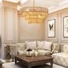 (Same as W1340P155976/L1019-4) 20" Modern 4-Layer Woven Hemp Rope Chandelier, Boho Style Pendant Light, Elegant Hanging Light Fixture for Living Room