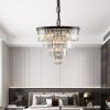(Same as W1340P188542/L5007-600-B) 24" Contemporary Crystal Modern Chandeliers Crystal Ceiling Chandelier 4 Tier Black Chandelier Lighting for Dining
