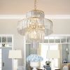 (Same as W1340126461/L5023) 20" Luxury 4-Tier Crystal Chandelier, 12-Light Gold Frame Pendant Light, Elegant Ceiling Lighting for Living Room, Dining