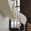Modern Industrial Multi-Light Pendant Chandelier - 9-Light Black and Gold Adjustable Ceiling Light Fixture with Mesh Cylinder Shades for Living Room,