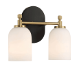Vortex Two Lights Vanity in Traditional Style for Over Bathroom Mirror Wall Sconce 12.25"W × 10.125"H × 5.5"E With White Frosted Glass