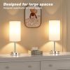 Touch Bedside Lamp - White, 3-Way Dimmable, USB A + C Charging, AC Outlet, 17.4inch Medium